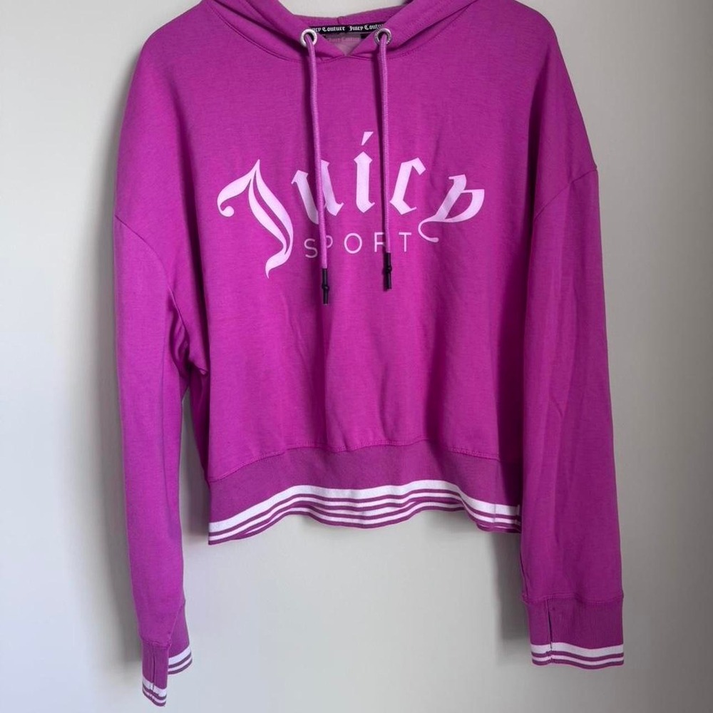 Juicy Couture Sport Pink Magenta Cropped Pullover Hoodie Size XL